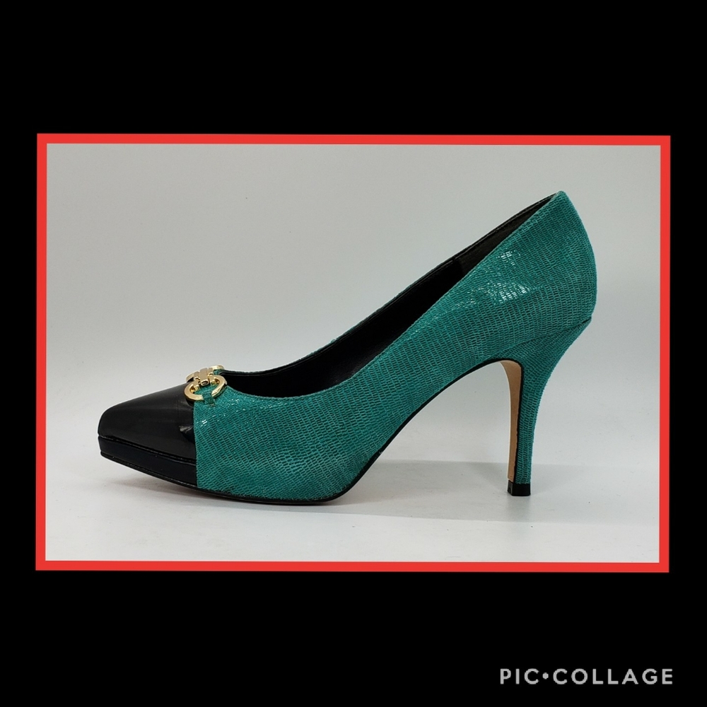WHBM Teal & Black Heels Size 7 - Picture 6 of 8